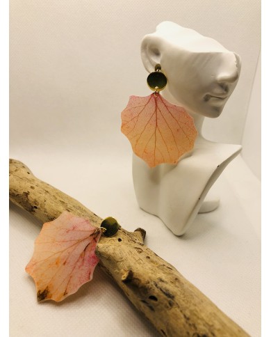 Pendientes artesanos de hoja natural