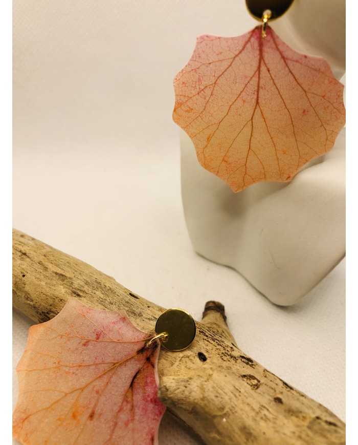 Pendientes artesanos de hoja natural
