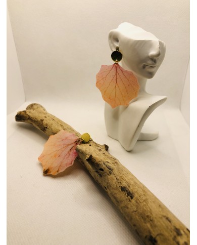 Pendientes artesanos de hoja natural