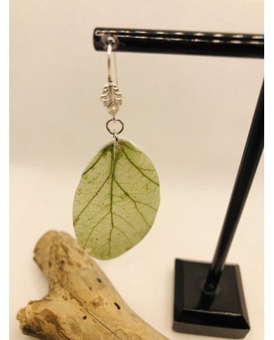 EDICIÓN PLATA pendientes artesanos de hoja natural