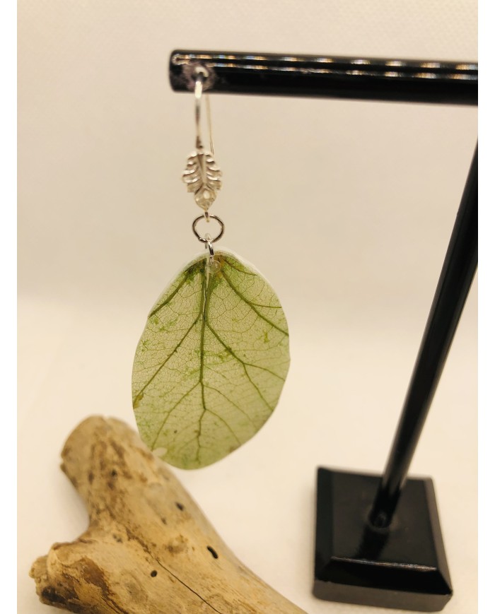 EDICIÓN PLATA pendientes artesanos de hoja natural