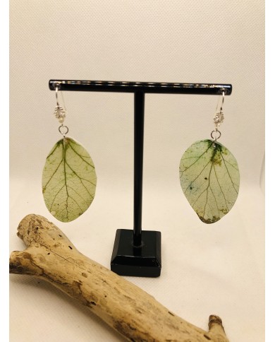 EDICIÓN PLATA pendientes artesanos de hoja natural
