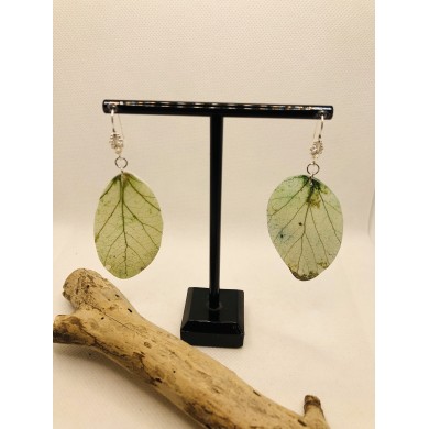 EDICIÓN PLATA pendientes artesanos de hoja natural