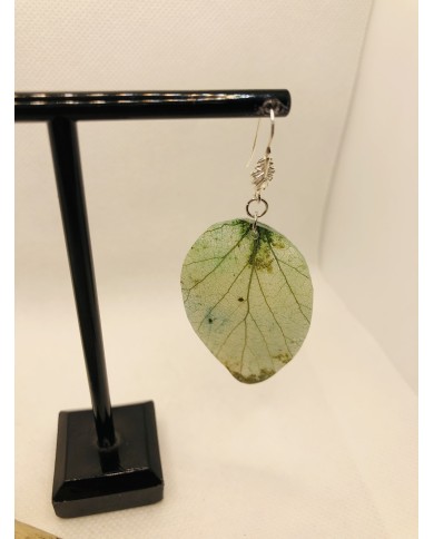 EDICIÓN PLATA pendientes artesanos de hoja natural