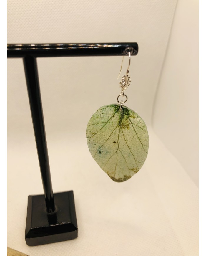 EDICIÓN PLATA pendientes artesanos de hoja natural
