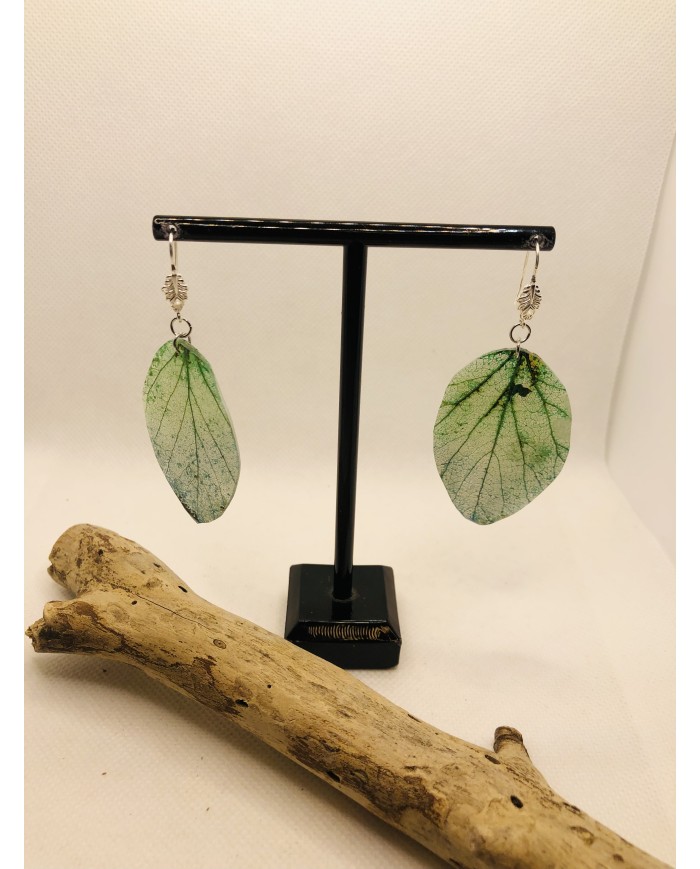 EDICIÓN PLATA pendientes artesanos de hoja natural