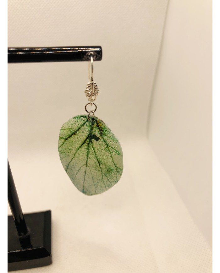 EDICIÓN PLATA pendientes artesanos de hoja natural