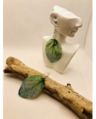 EDICIÓN PLATA pendientes artesanos de hoja natural