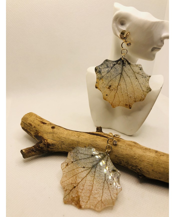 EDICIÓN LIMITADA pendientes de hoja natural esqueletizada