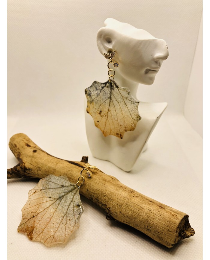 EDICIÓN LIMITADA pendientes de hoja natural esqueletizada