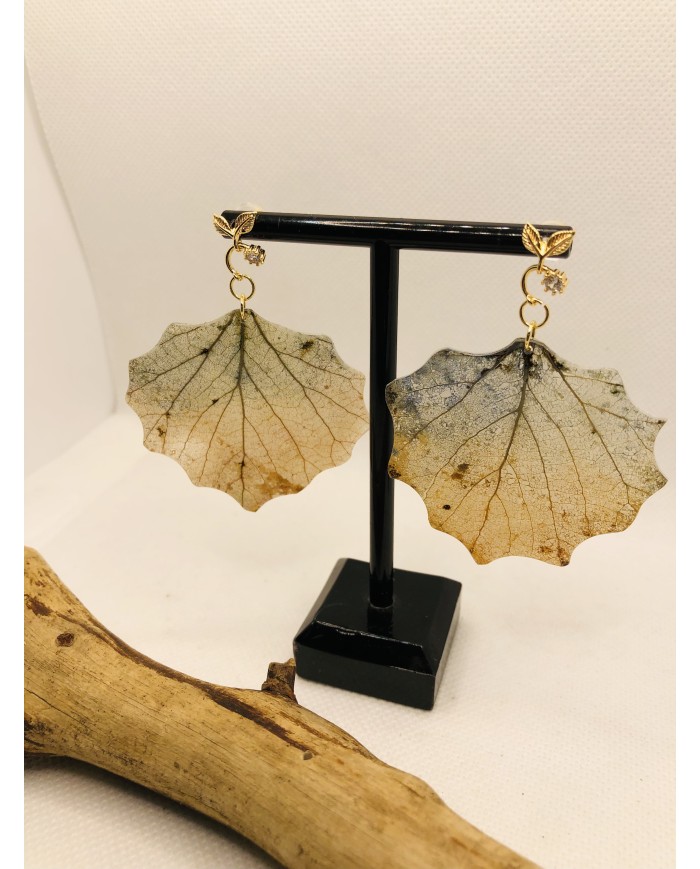 EDICIÓN LIMITADA pendientes de hoja natural esqueletizada